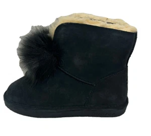 BEARPAW Libby Suede Sheepskin Pom Pom Boot with NeverWet-Navy-Size 10-NEW - Picture 1 of 6