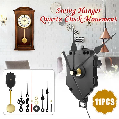 REDTAGTOWN Quartz Pendulum Wall Clock Movement DIY Kit Silent Repair Parts w/2 Pairs Hands