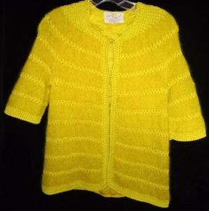 Vintage cardigan S/S-Cyn Les-Hong Kong-Wool and Mohair-Cabled-lined. - Picture 1 of 9