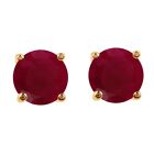 Round 5 MM Ruby 925 Sterling Silver Rose Gold Finish Christmas Stud Earring