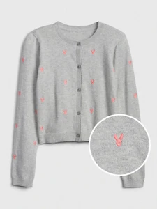 GAP GIRL'S GRAY HEATHER BUNNY CARDI SWEATER ORG. $44.95 SIZE 8 BNWT - Picture 1 of 2