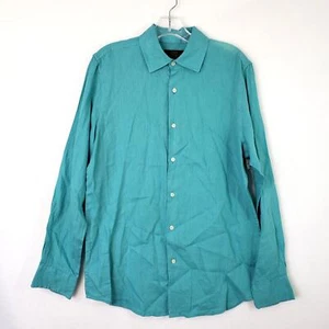 Club Room Linen Shirt Mens S Teal Mist Long Sleeve Button Down Business Work - Picture 1 of 8