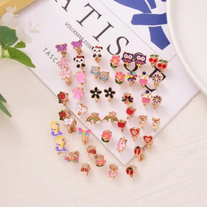 24 Pairs of Kids Clip-on Earrings Flower Heart Set Flower Clip-on Earrings - Picture 1 of 6