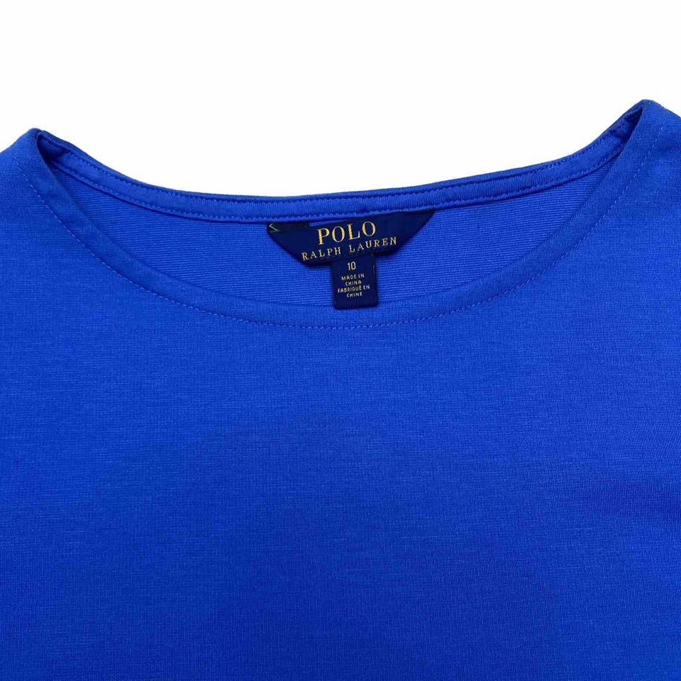 Polo Ralph Lauren Girls Royal Blue Dress Short Sleeve Pleats Size 10 - Image 1 of 4