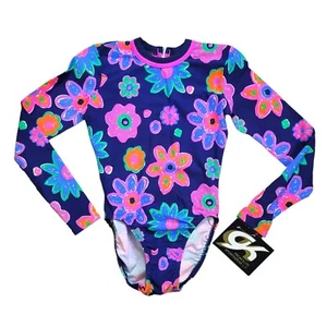 New Old Stock XS 80s/90s Neon Long Sleeve Leotard Dance Vntg Shannon Miller - Picture 1 of 4