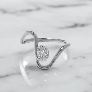 Oval Cut 1.00 Ct Lab Created Diamond Wedding Ring IGI 18k White Gold Fine - Picture 1 of 10