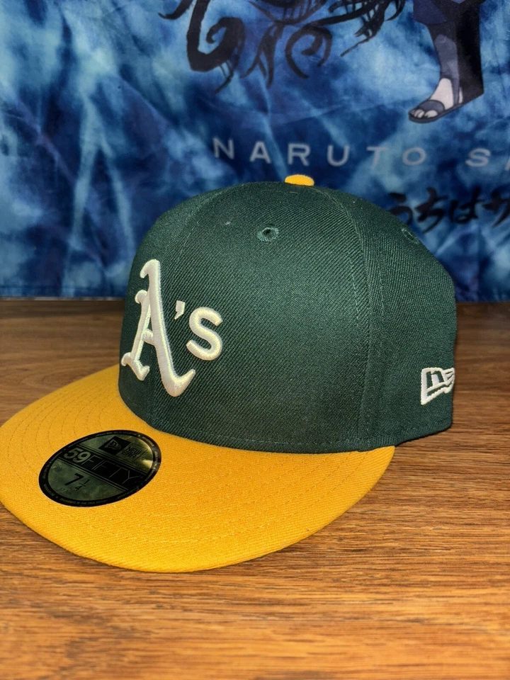 Oakland A's Large(7 3/8”) Green and Yellow Baseball Hat - Image 1 of 4