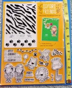 buy4=envío gratuito Safari Friends carpeta de estampado y 15 sellos transparentes - Imagen 1 de 1