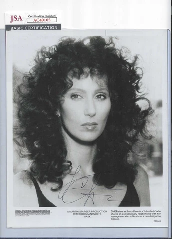 Cher Autographed 8x10 B&W Photo Hollywood TV Actress Singer JSA COA Cover