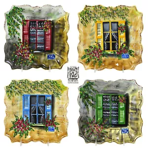 Tabletops Unlimited RUE DE PARIS 8.75" Square Salad Plate Set 4Pc Garden Shutter - Picture 1 of 12