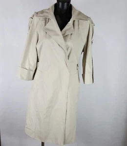 Abrigo de trinchera beige para mujer forrado con cinturón chaqueta de lluvia con puños manga 3/4 XS - Imagen 1 de 8