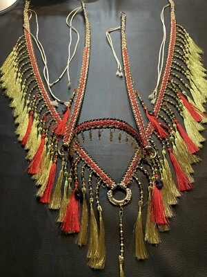 Araber Showhalfter-Set,mit Mehr. vorführ Halfter,Pferdeschmuck,Gold/rot, Pferd - Bild 1 von 4