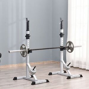 Adjustable Pair of Barbell Squat Racks Portable Stand Weight Lifting Bench Press