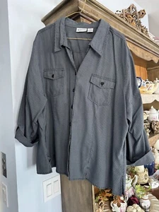Apparenza Women's 22w 3/4 Sleeve Button Up Layered Blouse Top in Blue Plaid - Picture 1 of 7