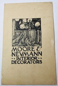 6" Antique 1920s Ink Drawing Mrs. Lester Bennett Advertising Moore Decorators - Picture 1 of 4