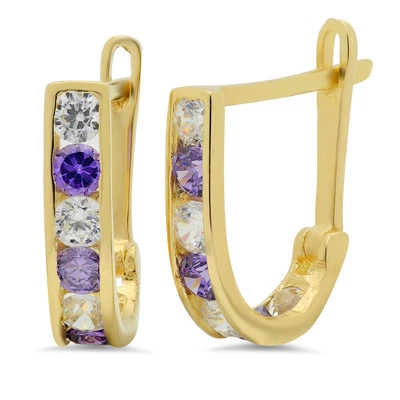 14K Solid Yellow Gold Italian 2.5 - 3.0 mm Baby Lever back Hinged Hoop Earrings. - Image 1 of 3