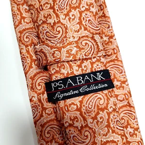 Corbata Jos A Bank Signature Collection 100% Seda NARANJA Cachemira - Imagen 1 de 9