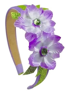 Lavender Fairy Sparkling Glitter Satin Flower Arch Costume Headband - Picture 1 of 2