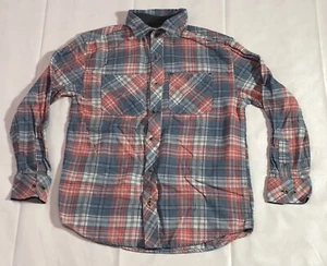 PD & C Button Up Shirt Boys 10-12 Plaid Western Cottagecore Nautical Blue Red - Picture 1 of 8