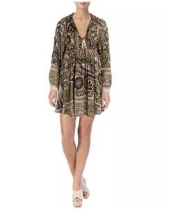 Free People Women's Say You Love Me Mini Shirt Dress Green Combo, Small XS - Picture 1 of 9