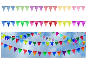 Polka Dot Spot/Stripe/Plain Flag Banner Bunting Party DECORATIONS Celebrations - Picture 1 of 14