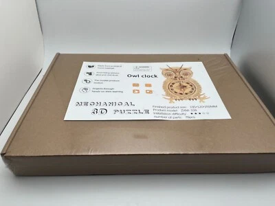 Reloj mecánico de madera rompecabezas búho 3D SELLADO Foto 1 de 2