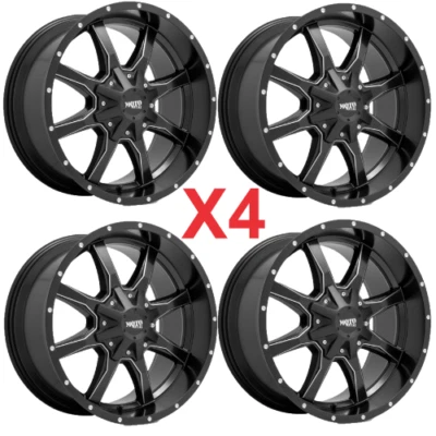 17X9 17 WHEELS RIMS 8 2500 3500 RAM F-250 F-350 8 SATIN BLACK MILLED MOTOMETAL - Image 1 of 4