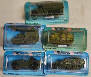 Vintage Hot Wheels Action Command Cut Card Lot of 5 Cars JEEP TANK CONVOY GUNNER