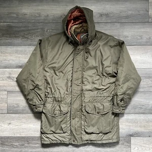 Vintage Weather Proof Mens Medium Green Full Zip Jacket Parka Pockets Hooded - Picture 1 of 11