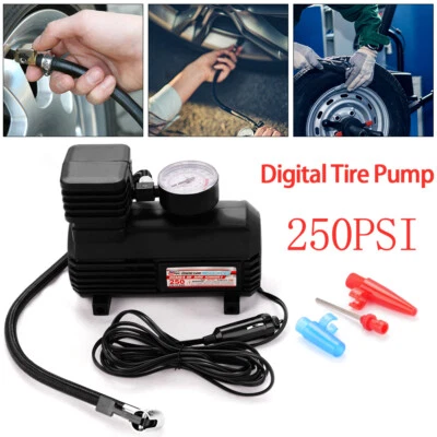 IISMARTCASE Mini Portable Air Compressor Electric Tire Inflator Pump 12 Volt Car 250PSI
