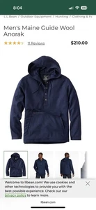 L.L. Bean Maine Guide Men's 2XL Tall Navy Wool Anorak  Insulated EUC $210 - Picture 1 of 9