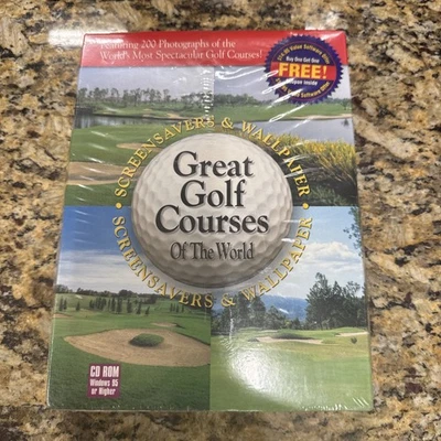 Great Golf Courses of the World Screensaver Wallpaper Windows 95 Sealed CD NEW - Image 1 of 4