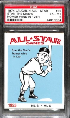 1974 Laughlin All-Star Games #55 Stan the Man's (Homer Wins in 12th) PSA 6 EX-M - Image 1 of 3