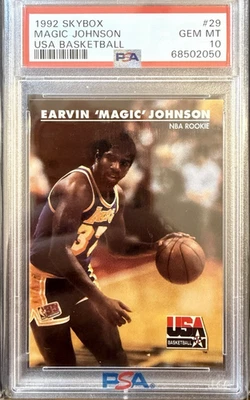 Skybox #29 1992 Earvin Magic Johnson EE. UU. Baloncesto PSA 10 gemas como nuevo Lakers Salón de la fama Foto 1 de 2