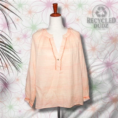 Top boho de gasa naranja melocotón mediano con flecos campesinos simple SUNDANCE para mujer Foto 1 de 4