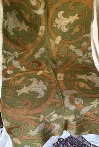 Antike französische englische Kunsthandwerk heraldische Lilie Nadelspitze ~ oliv ocker braun - Bild 1 von 11