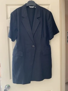 Other Stories Linen Mini Blazer Dress With Asymmetric Wrap In Black,Size 42,used - Picture 1 of 14