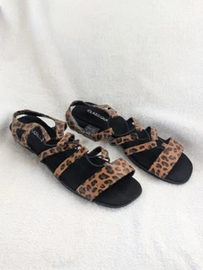 Size 10 Women's Classique Harper Leopard Strappy Pull On Gladiator Sandals - Picture 1 of 9