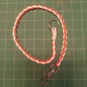 Wallet CHAIN PARACORD RED & White Strong Leash Thick Biker Wallet Key BY STITCH - Picture 1 of 2