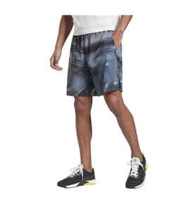 Reebok Mens Austin AOP Athletic Workout Shorts, Black, Medium - Picture 1 of 2