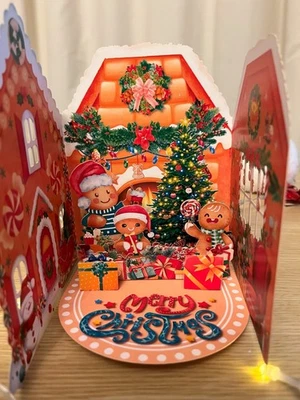 Pop up 3D cute Gingerbread scene card - Image 1 of 3