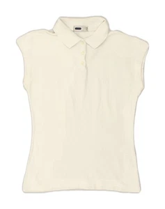 FILA Womens Sleeveless Polo Shirt US 6 Medium Off White Cotton AL03 - Picture 1 of 3