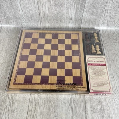 Woodfield Collection Wooden Chess & Checkers Set Family Games 2004 Cardinal - Image 1 of 4