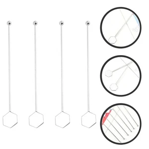  Herramienta de agitación de acero inoxidable de 4 piezas agitadores de jugo reutilizables palos de metal - Imagen 1 de 12