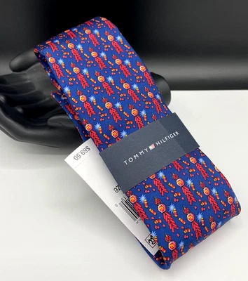 Corbata Tommy Hilfiger 100 % seda para hombre ~ azul ~ petardos chinos ~ NUEVA: $69,50 Foto 1 de 3