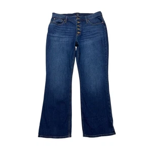J Crew Factory Mid Rise Flare Crop Jeans Button Fly Größe 34 Tall - Bild 1 von 4