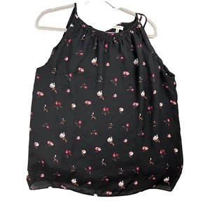 Blusa sin mangas Max Studio negra con estampado floral talla mediana - Imagen 1 de 8