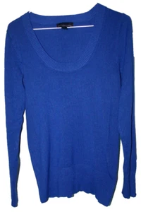 Attention Blue Scoop Neck Long Sleeve Mixed Media Pullover Sweater Size M - Picture 1 of 3
