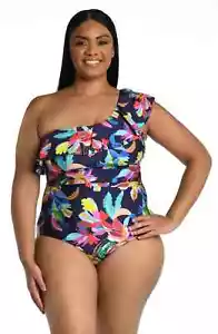 La Blanca By The Sea One Shoulder Ruffle One Piece Size 20W - Picture 1 of 2