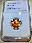 1960 Large Date Wheat Penny 1c, NGC MS66 RD, *BNT365*